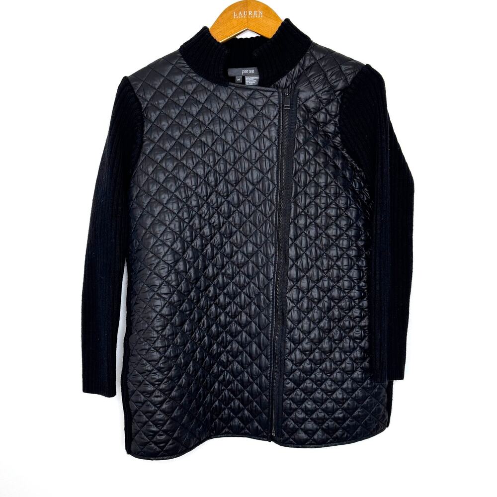 Per se quilted/wool zip up‎ jacket